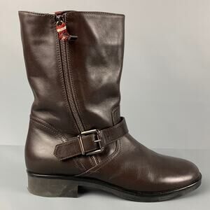 BALLY Size 12 Brown Leather Solid Belted Women Boots